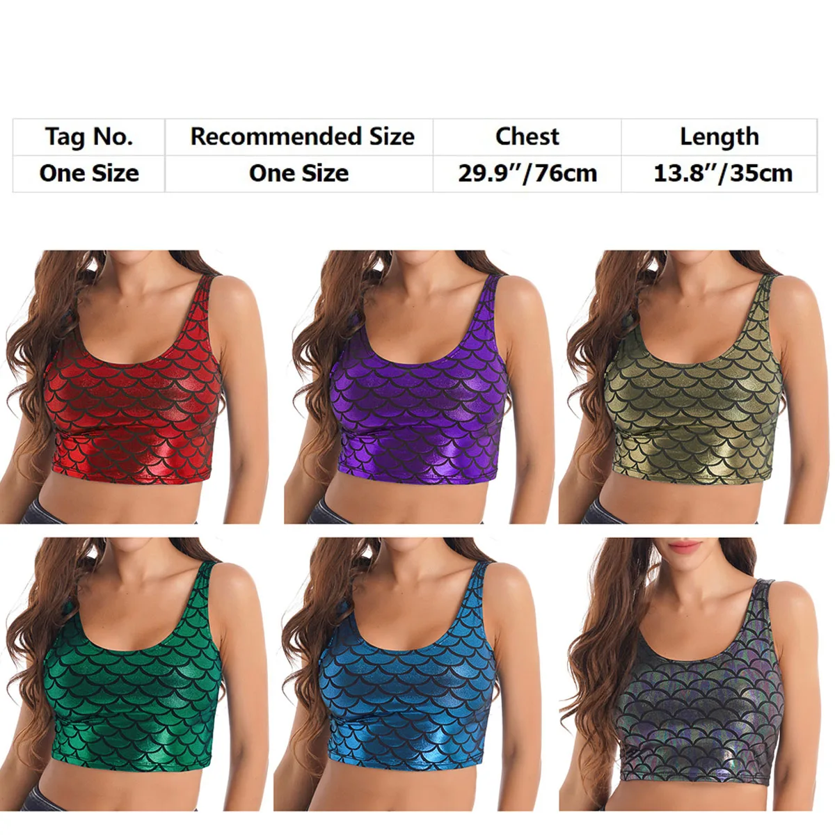 Womens Mermaid Pole Dancing Party Clubwear Outfits Metallic Shiny Fish Scale Print Crop Tops+Booty Dance Shorts Fitness Swimwear