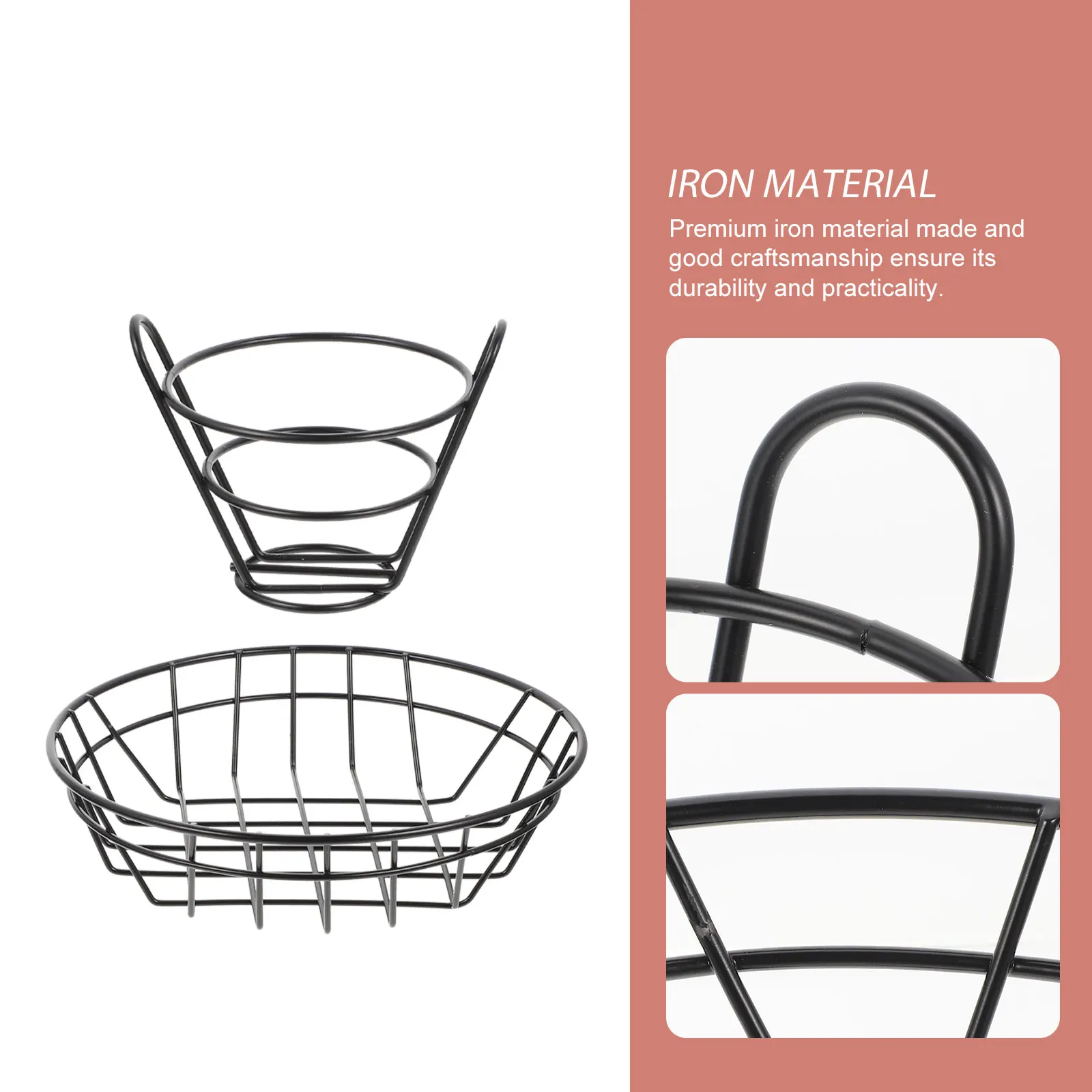 

Snack Storage Basket Iron Material Large Capacity Black Color French Fry Holder Chips Rack Fried Food Stand Bar Supply Kitchen