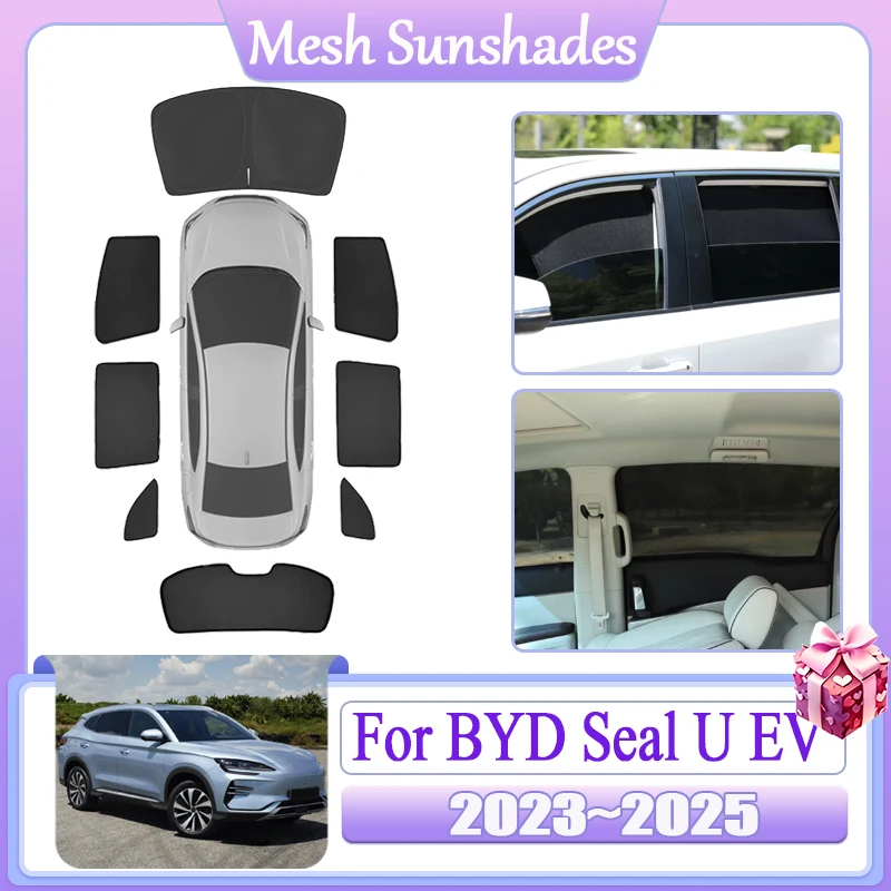 

Car Sunshade For BYD Seal U EV Sealion 6 2023 2024 2025 Magnetic Curtains Sunshade Shading Visor Car Part Anti-UV Accessories