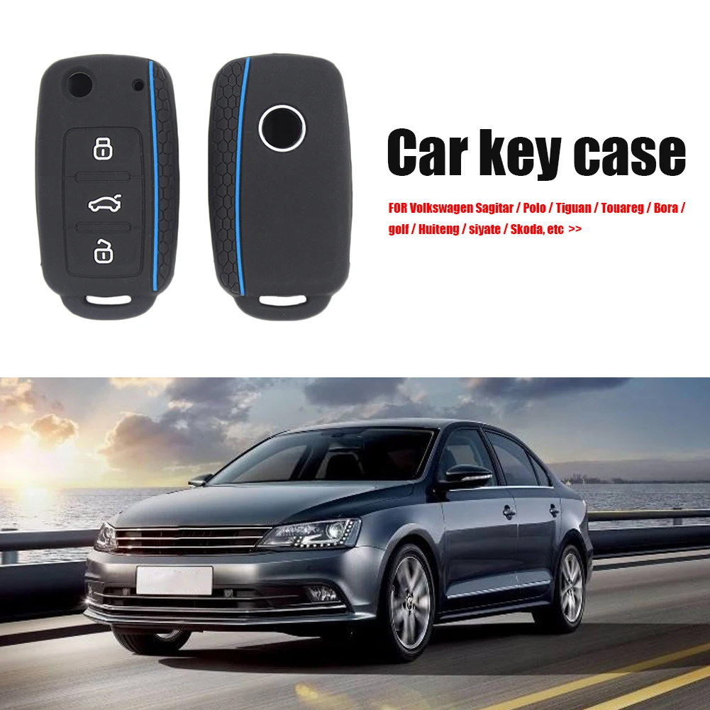 Silicone Car Key Protection Shell Bag Car Key Cover Case Shell Remote Key Fob Case Cover for Volkswagen Sagitar Polo Golf Skoda