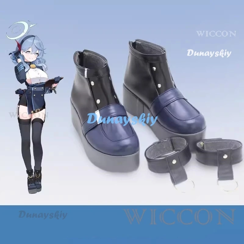 애니메이션 게임 블루 아카이브 아마우 아코 코스프레 코스튬 가발, 블루 세일러 세트 교복 치마 신발, 섹시한 카니발 파티 세트