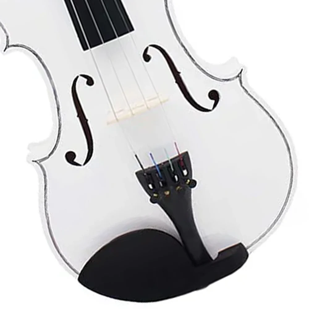 Violín blanco con estuche, arco, cuerdas, sintonizador, mudo, accesorios de puente de violín, juegos de violín, adecuado para principiantes, 4/4