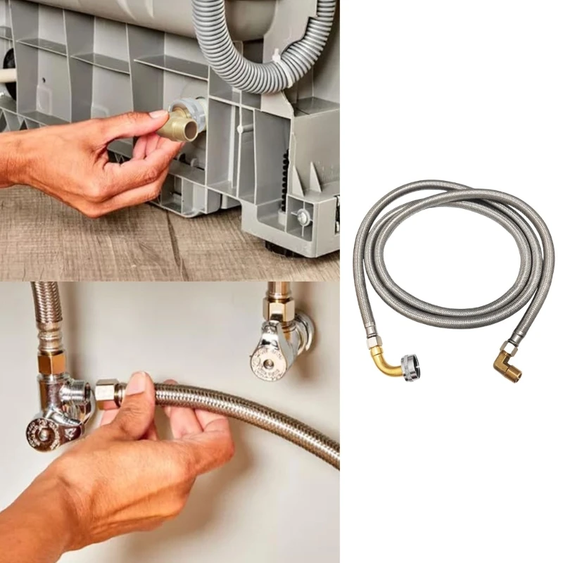 Conjunto conexões lava -louças Conjunto aço inoxidável Mangueira aço para serviço sem vazamento