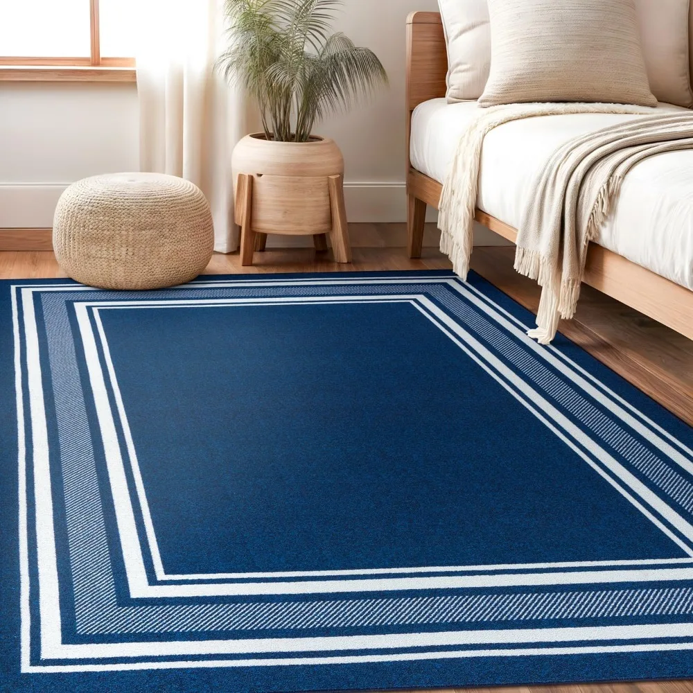 Beverly Rug Non Slip Area Rugs 5x7 Modern Bordered Non Skid Rubber Backing Soft Area Rug for Living Dining Room Easy to Clean No