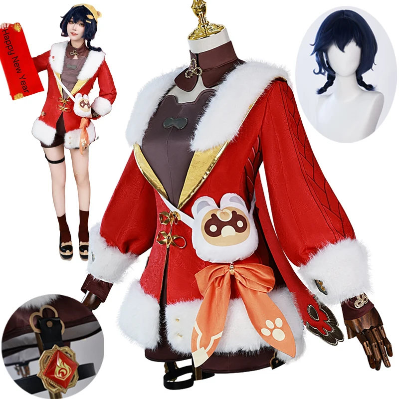 Genshin Impact Xiangling Cosplay Costume Game Genshin Cosplay Red Uniform Full Set Halloween Christmas Suit