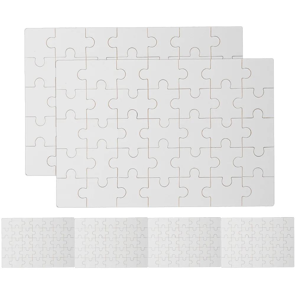 6개 블랭크 승화 퍼즐 열전사 공예 DIY 나무 조각 그림 그리기 활동 교육용 게임