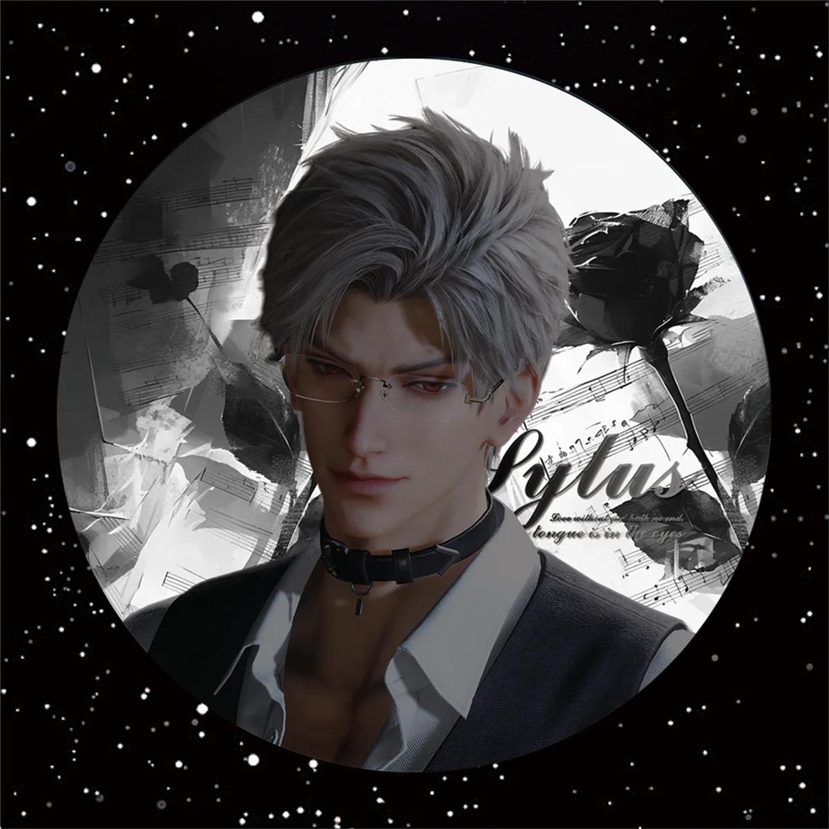 

Anime Game Love and Deepspace Sylus Cosplay NEW squelch 75mm reflect light badge Backpack pendant Send to friends Birthday Gift