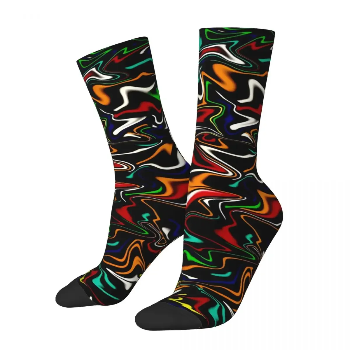 Neon Paint Socks Autumn Liquid Print Stockings Trendy Women Men High Quality  Design Skateboard Anti Sweat 