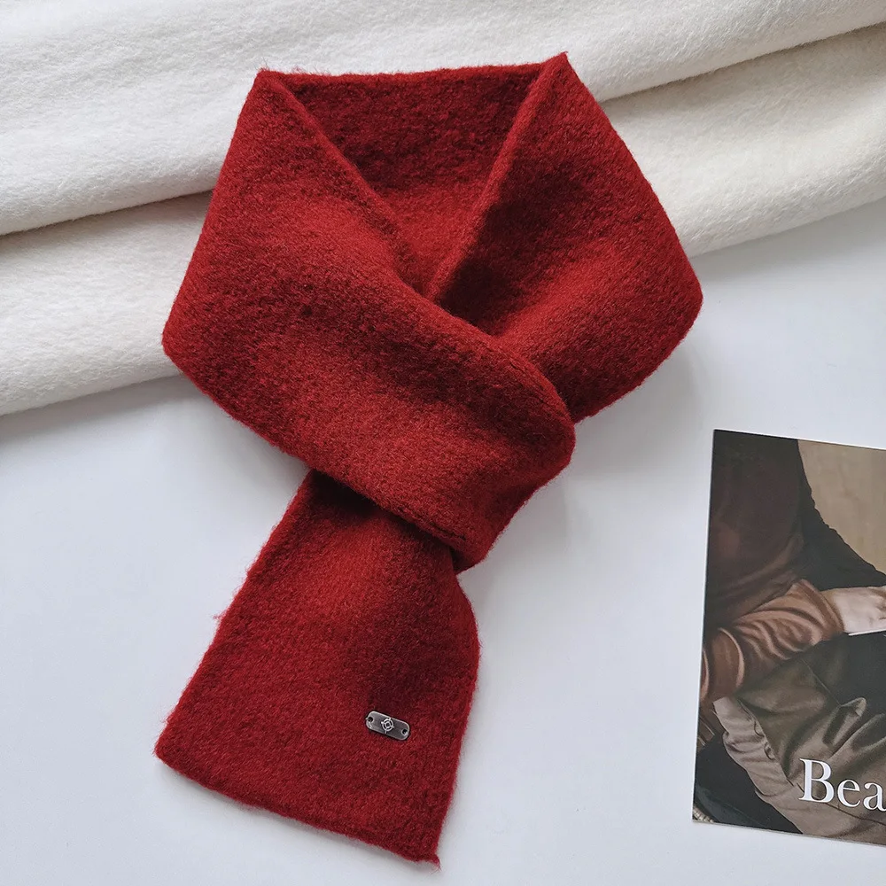 Contains wool soft cross fur collar small scarf women's neck protection lazy literary retro scarf warm ear towel winter