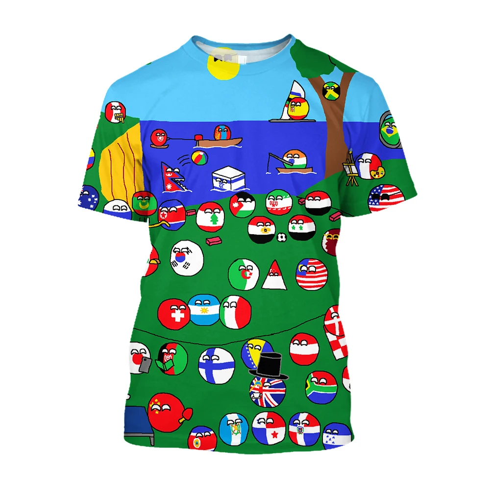 Jumeast Countryball Men T-Shirt Polandball National Ball Unisex Anime T Shirt Cutecore Manga Light Academia abbigliamento T-shirty