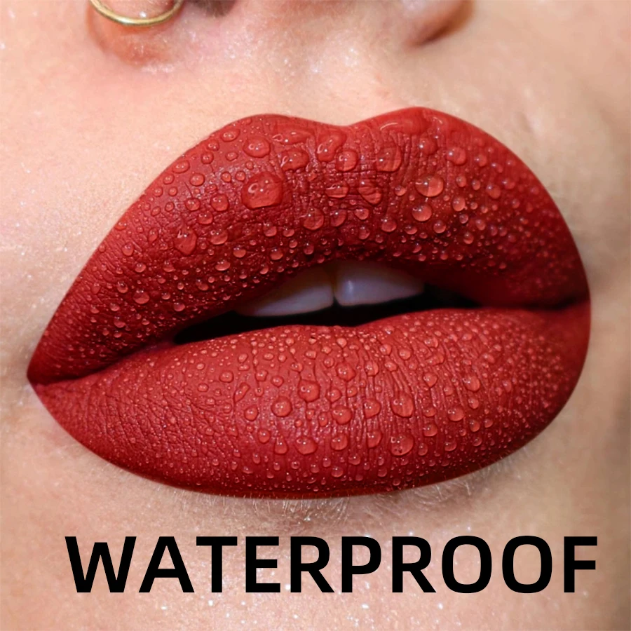2PCS Sexy Red Lip Liner Pen and Matte Lip Glaze Set Liquid Lipstick Korean Makeup Gifts Lip Gloss High Pigment Lip Tint Cosmetic