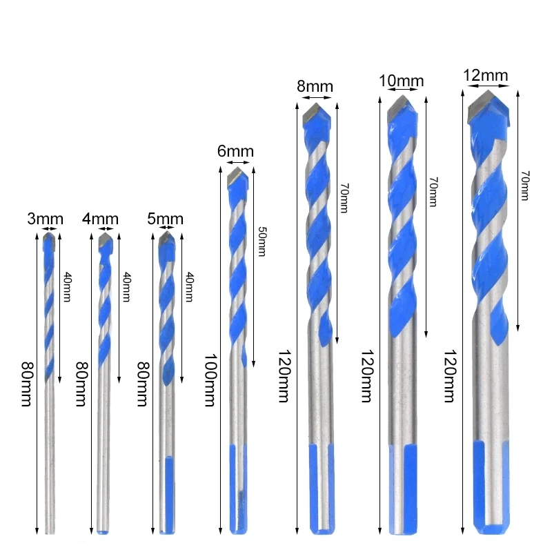 

Glass Drill Bit 3-12mm Triangle Bit for Ceramic Tile Concrete Brick Wood Drilling Power Tool Accessories Drill Bit