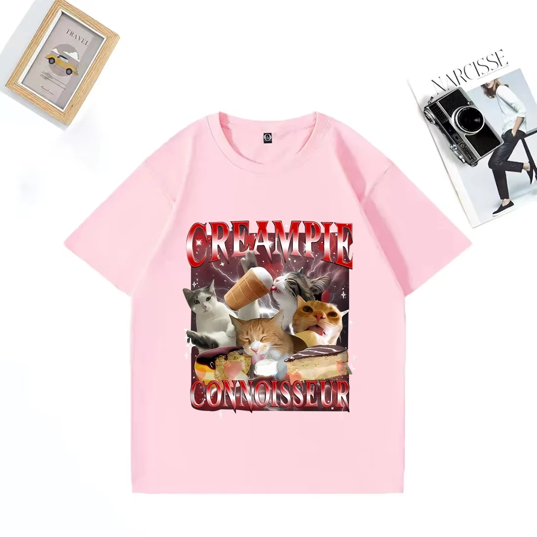 ตลกสําหรับ Creampie Connoisseur Meme กราฟิก T เสื้อผู้หญิงแขนสั้น Vintage Street เสื้อยืดความงามเสื้อสําหรับสตรี