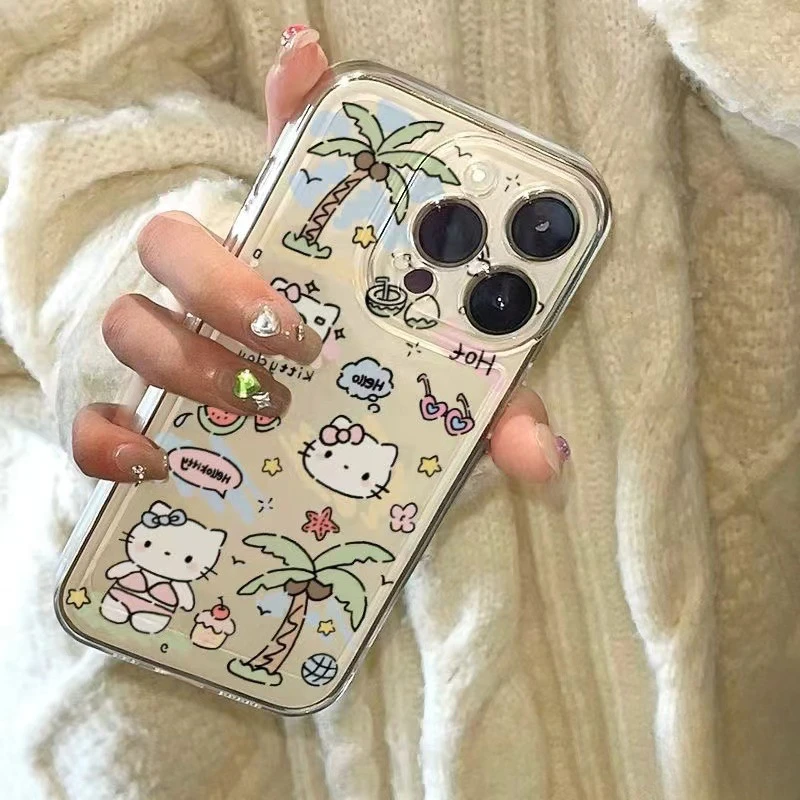 Hello Kitty Suitable for Apple 15promax Mobile Phone Case IPhone14Plus Soft Case Kawaii Cute Girly Heart