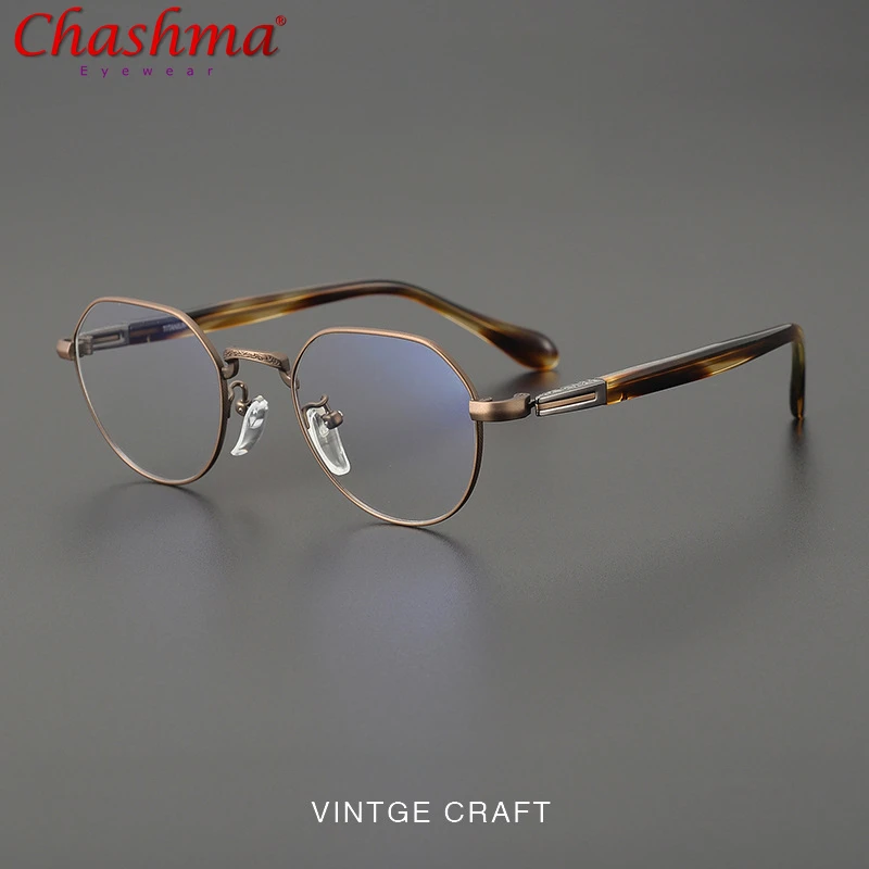 

Designer Ultra-Light Pure Titanium Glasses Frame Plate Polygon Irregular Men Women Retro Myopia Prescription Eyelasses Frames