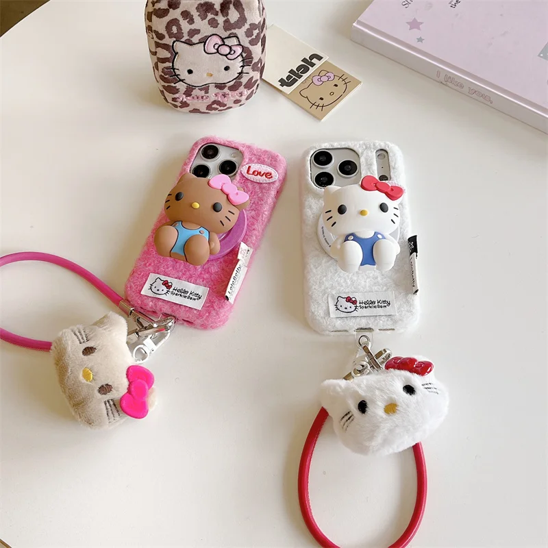 

Funny Cute Cartoon Hellokitty Magnetic Stand Phone Case For iPhone 17 16 Pro 14 15 Pro Max Back Cover For Magsafe Cases