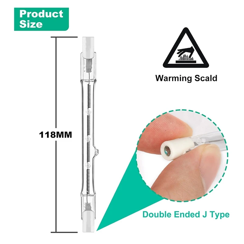 Lampu Halogen SOFT-R7s, 7 Pak bohlam R7s 118Mm dapat diredupkan 230V bola lampu Halogen, bola lampu Linear Tungsten