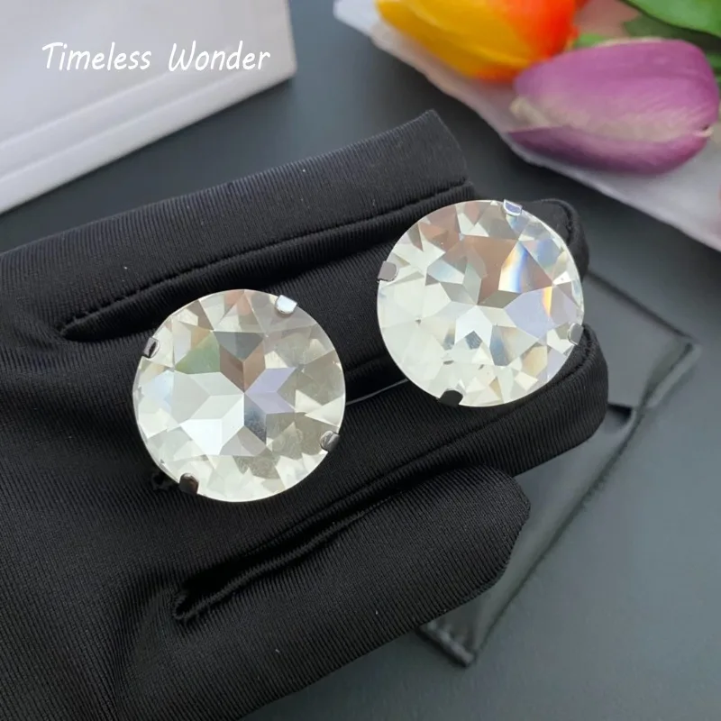 

Timeless Wonder Fancy Crystal Geo Cut Clip on Earrings for Women Designer Jewelry Luxury Brand Runway Gift Top Classy 3327