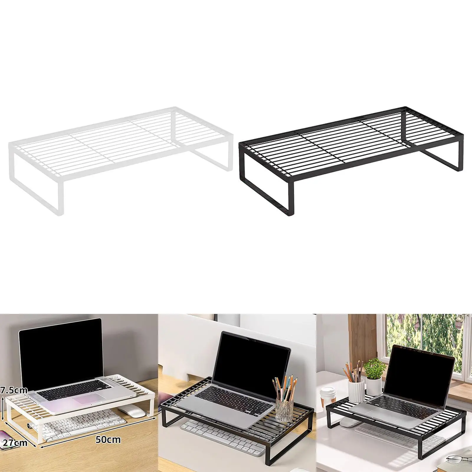 حامل شاشة الكمبيوتر يوفر مساحة الرف ومنظم المكتب للمكتب والمنزل