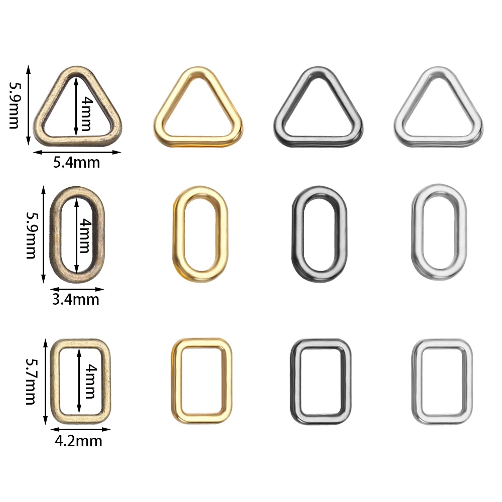 20Pcs 4mm Square/Triangle Buttons Mini Ultra-small Tri-glide Doll Bag Buckle Diy Dolls Bag Luggage Hardware Accessories 4Colors