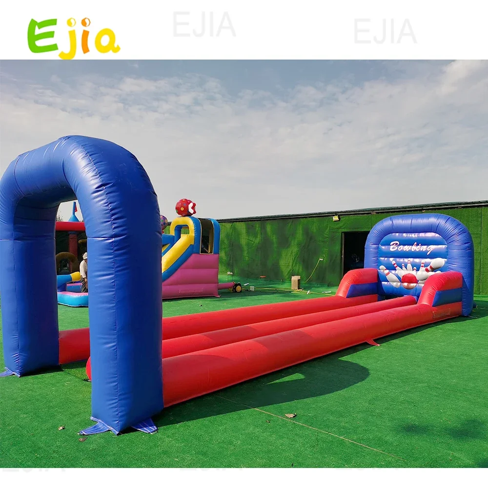 

Hot Sale Sport Game Double Lane Inflatable Bowling Game For Kids Bowling Pin Shape Inflatable Bowling Alley with Balls