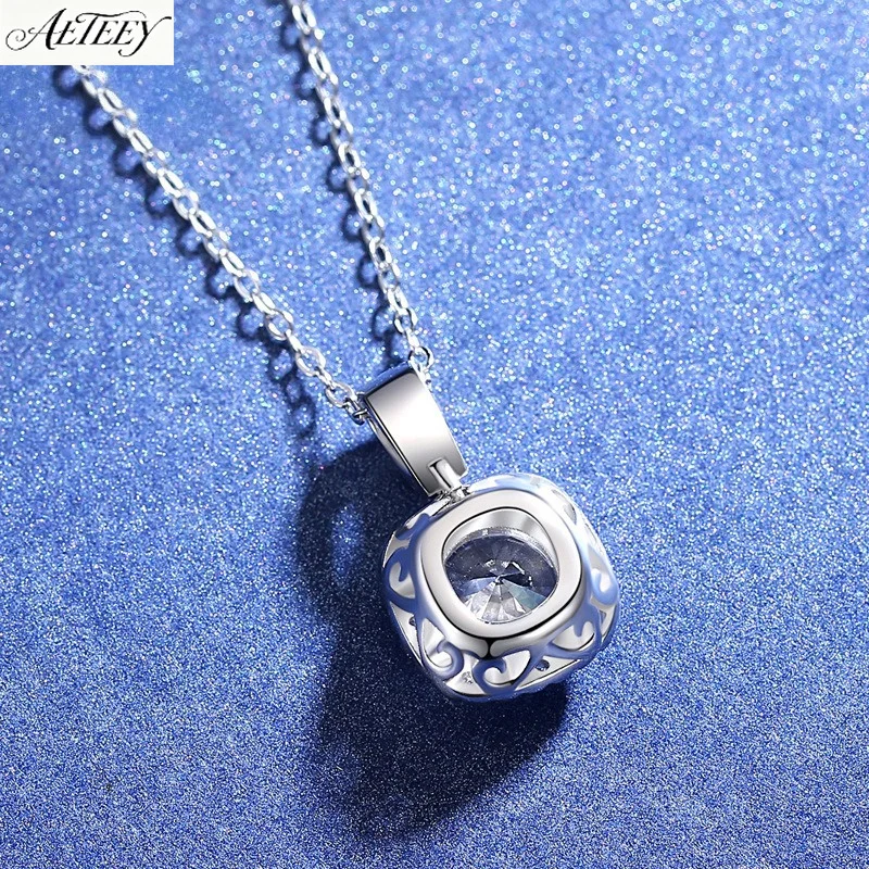 AETEEY S925 Silver Square Moissanite Jewelry Set Women Bracelet Earrings Pendant Necklace Light Luxury Matching Set