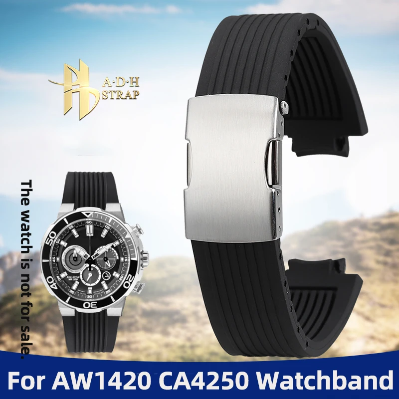 

Waterproof Sports Silicone Watch Strap For Citizen AW1420 CA4250 CA4252 Special Convex Rubber Watchband Waterproof Bracelet