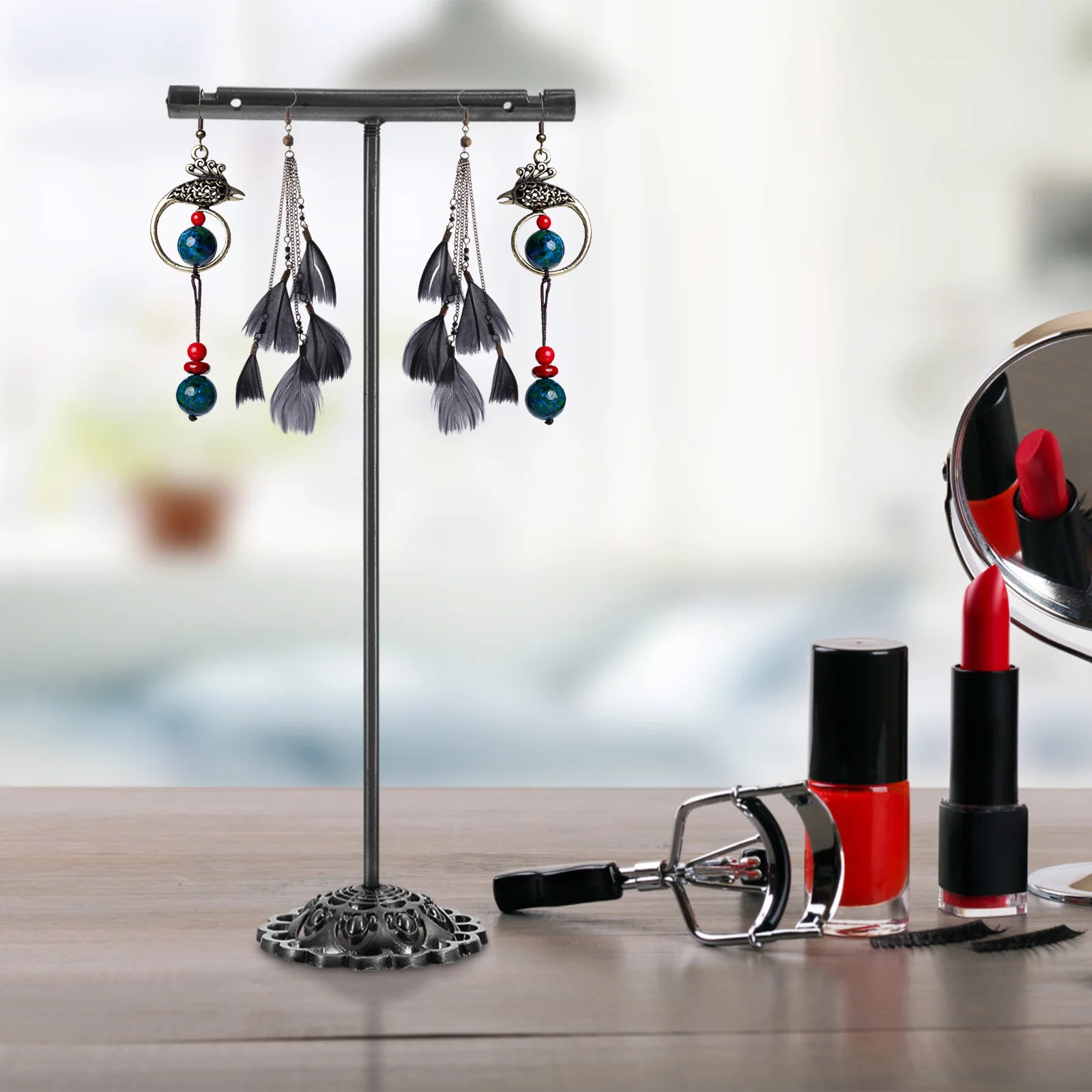 

3pcs Earring Display Rack Iron Durable Jewelry St Bracelet T Shape One Piece Shop Supplies Wind Chimes Decor Home Accessories