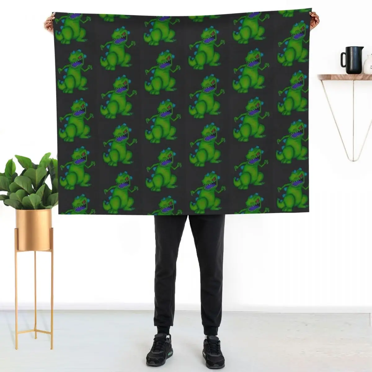 Reptar Rugrats Pencil Drawing Dinosaur T-Rex Nickelodeon Throw Blanket Summer Beddings Shaggy Soft Big Blankets