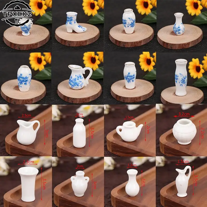 1pc/1set Dollhouse Mini Ceramic Porcelain Vase Accessories Doll House Miniatures 1:12 Accessories Decorative Miniature