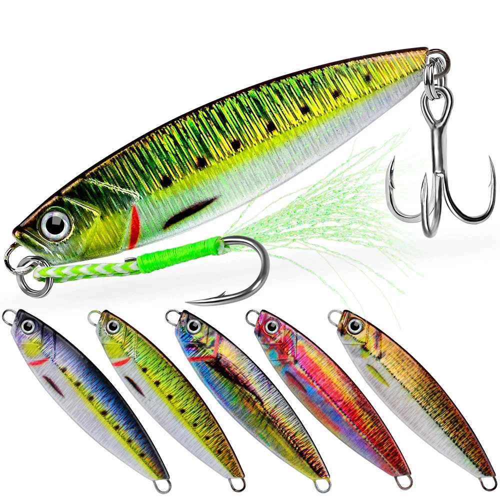 

1pcs Metal Fishing Bait 10g-40g Sinking Sea Bass Lead Jig Fish Lure 5 Color Artificial Lifelike Jigging Lure Bass Hook LF145