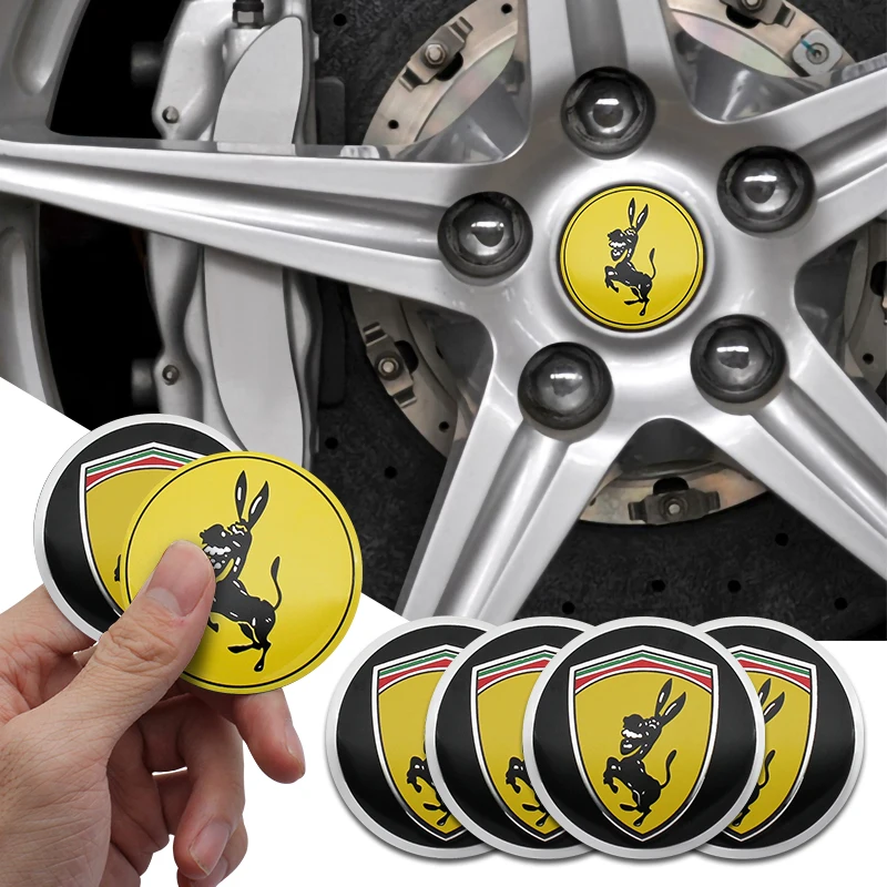 

4PCS 56MM Funny Spoof Prank Donkey Car Wheel Center Hub Caps Emblem Stickers For HONDA Ferrari Audi Subaru Mazda KIA Tesla Ford