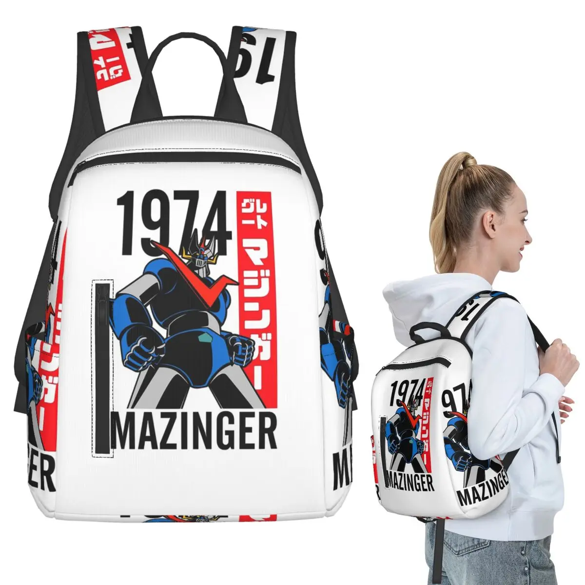 Mochila de Anime y Manga Mazinger Z Mad Robot Grendizer, mochila para estudiantes, mochila escolar para niños, bolsos de hombro para ordenador portátil, hombres y mujeres