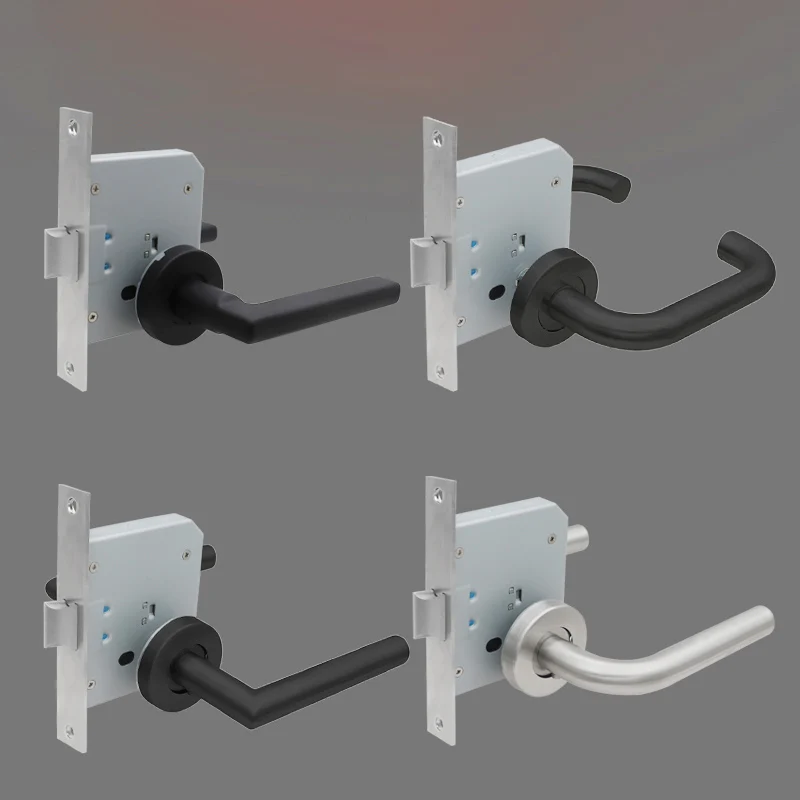 

National Standard Stainless Steel 304 Fire Door Lock Black Universal Fire Door Passage Handle Passage Pipe Well Lock