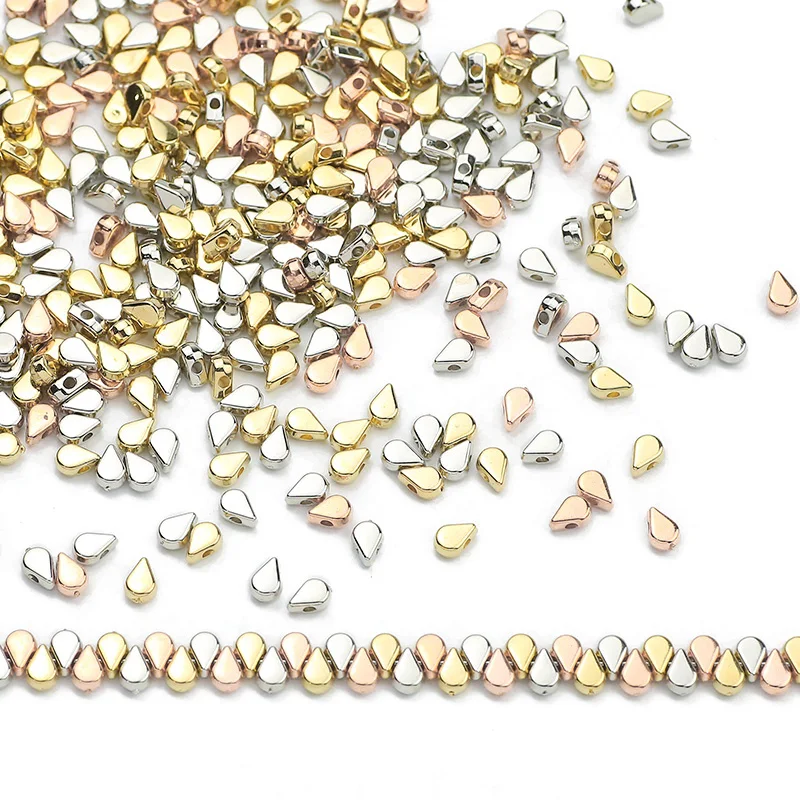 6mm Water Drop Shape CCB Gold Silver Plated Spacer Loose Beads For Jewelry Making DIY Necklace Bracelets Accessories 100~400pcs