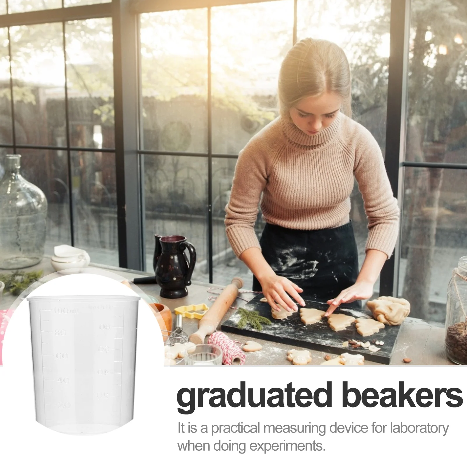 

40Pcs Plastic Measuring Cups with Scale Transparent Graduated Set for Accurate Cooking Baking Laboratory Liquid Measure