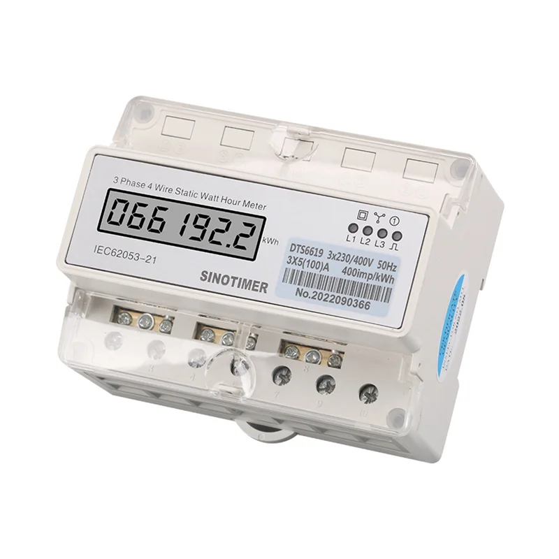 A008  Din Rail Three Phase 4 Wires Electricity Meter Digital Wattmeter Electric Consumption Meter KWH 100A Watt Power Meter