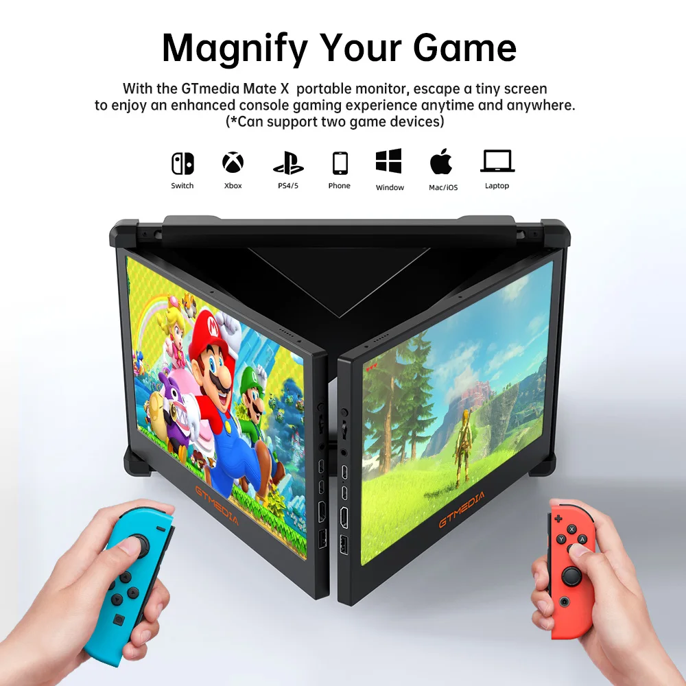 11.6 inch GTMEDIA Mate X Dual-screen Monitor for 13.0-17.3in Laptop 1920*1080 IPS FHD Screen Multi-system Compatible Portable