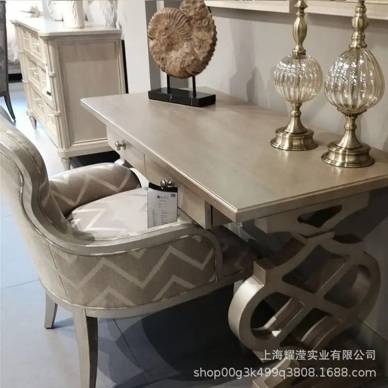 

Foreign trade export American rural ART study solid wood desk Morrie impression high-end creative oak writing desk