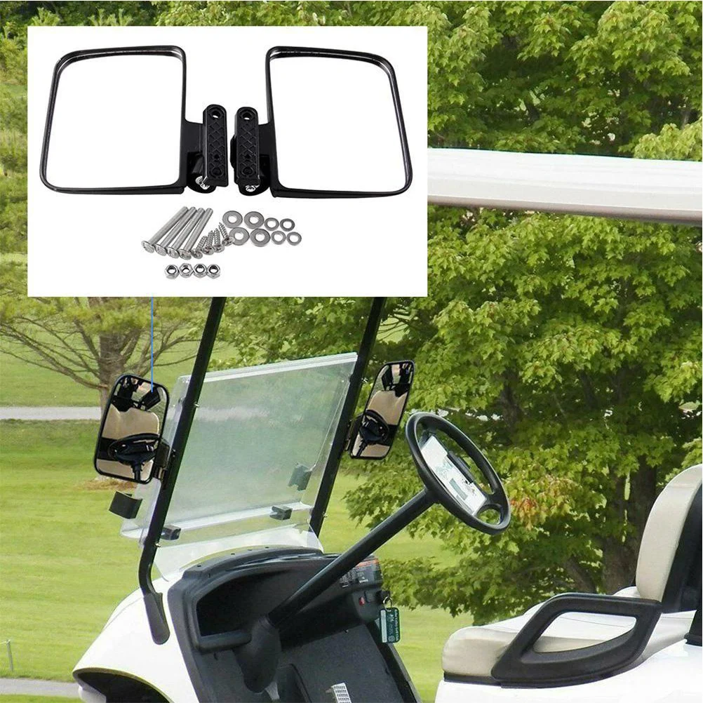 

1Set Golf Cart Mirrors Rear View Side Mirror Set Wide Angle View Wear Resistant Strong Mounting Stable Performance for Club Car
