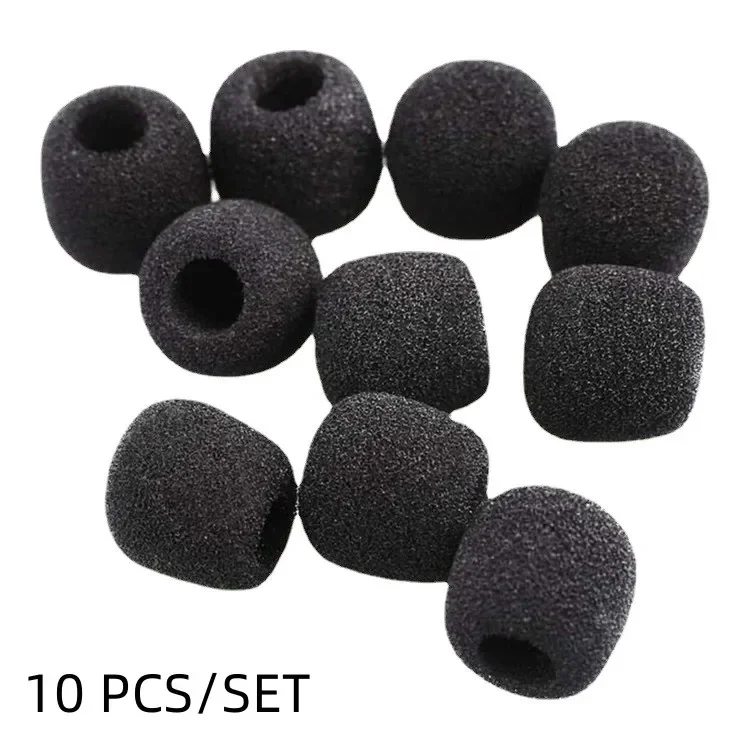 10Pcs Microphone Foam Windscreen Cover For Gaming Headset Headworn Mic Black Lavalier Style Microphone Sponge Cover Replacement