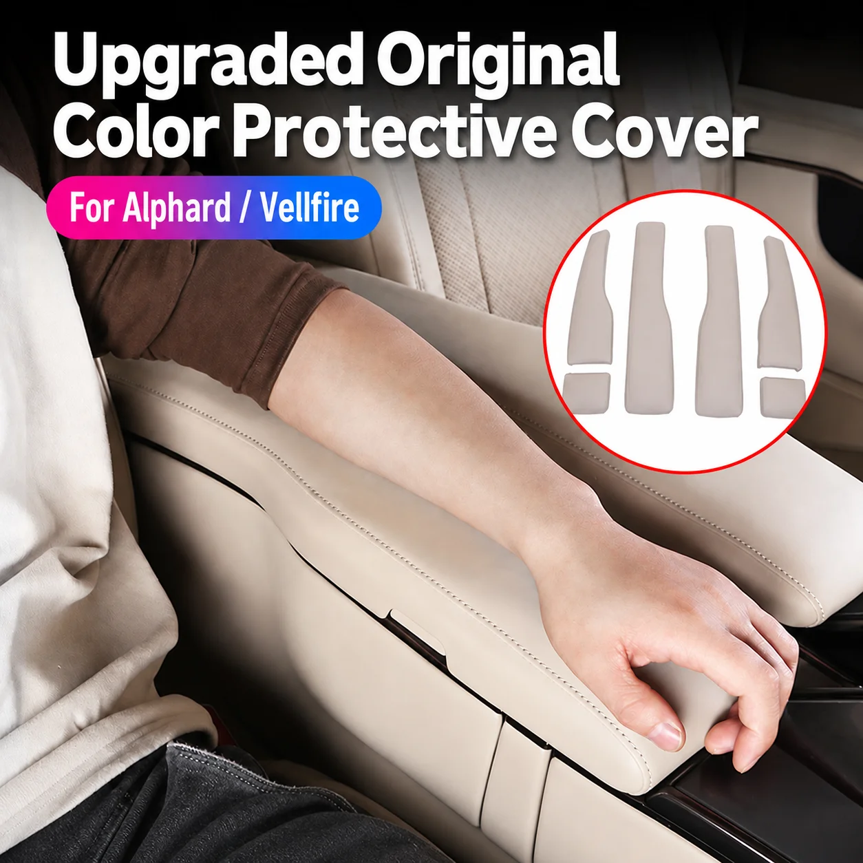 Car Second Row Armrest Protector Covers for Toyota Alphard Vellfire 30 40 Series PU ABS Interior Trim Set Interior Accessories