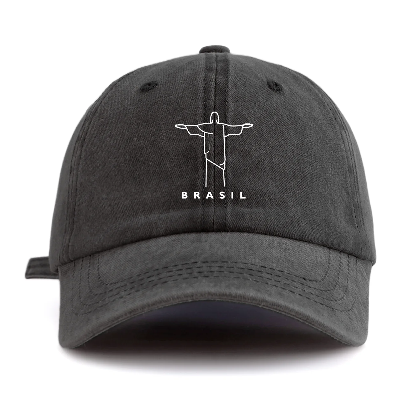 Unisex Brasil Christ Redeemer Line Print Washed Baseball Cap Retro Vintage Dad Hat Available in Multiple Retro Colors Sun Hat