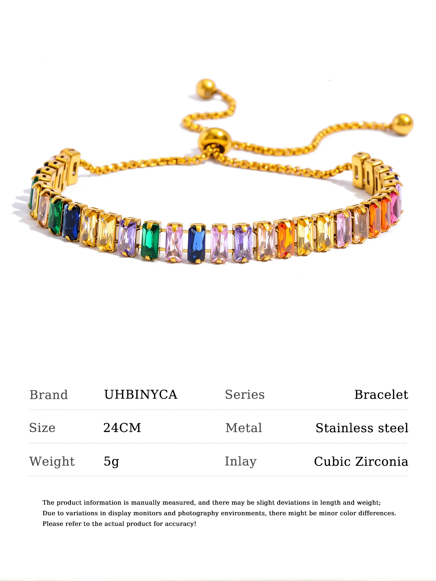 Verstellbares CZ-Armband für Damen – funkelnde Zirkonia-Kette, glänzend auf hypoallergenem Edelstahl, schillernder Alltagsschmuck – Detail 1