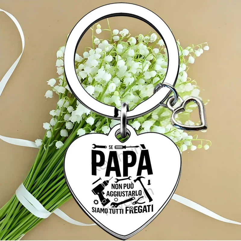 Italian heart Step Dad Gift Keychain Pendant Father Dad Papa Gift Key Chain Keyring Best Dad Papa Grandpa Ever