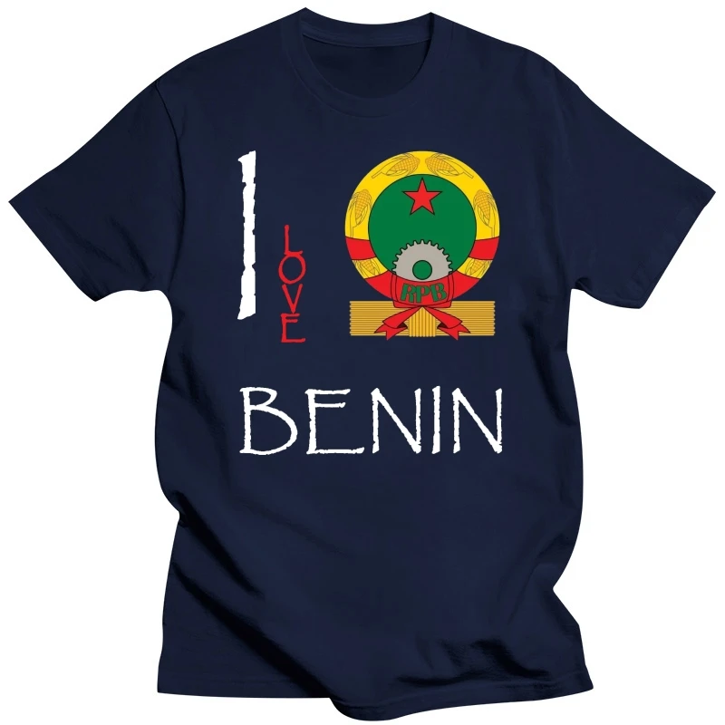 Print Tees Short Sleeve O-Neck BENIN I Love Culture Flag T SHIRT TEES Men Summer Style