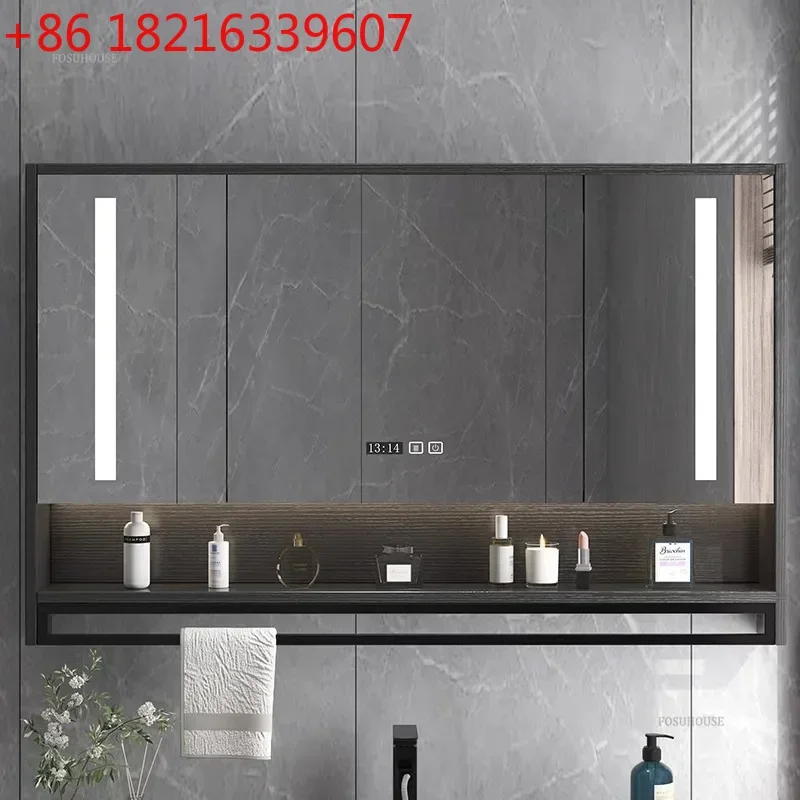 YAO Wall-mounted with Backlight Anti-fog Smart Bathroom Mirror Cabinets Bathroom Furniture Mirror Storage Rack Integrated Cabine