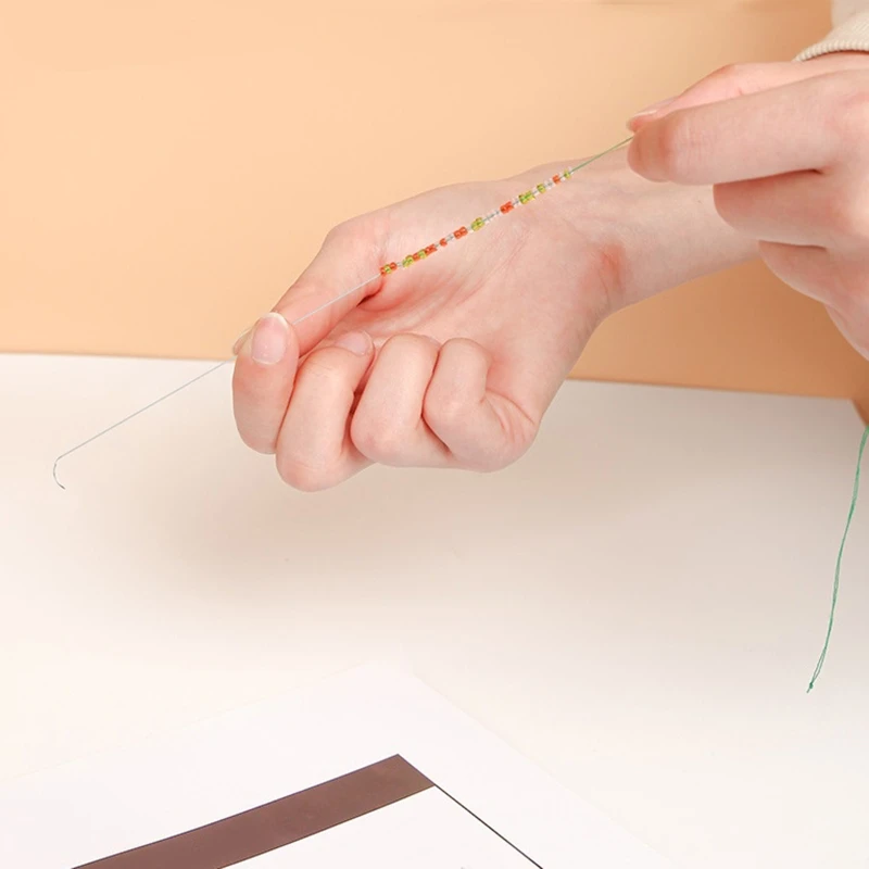 Aiguilles à perles incurvées en acier inoxydable, 5 pièces, grand œil, pour couture, bricolage