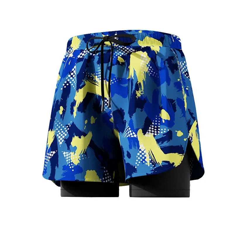 ملابس سباحة رجالية بطبقة مزدوجة سريعة الجفاف ومريحة بخمسة أجزاء فضفاضة كبيرة الحجم للسباحة والجري والربيع الساخن ملابس بحر سوداء