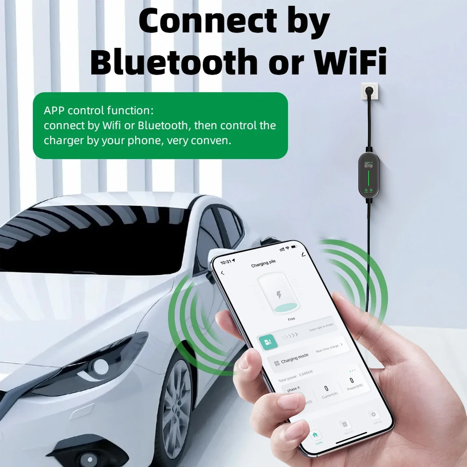 AFYEEV 3.6KW 16A Type 2 Smart Portable EV Charger Type1 GB/T EVSE Charging Cable WiFi Bluetooth APP Remote Control 5M &10M